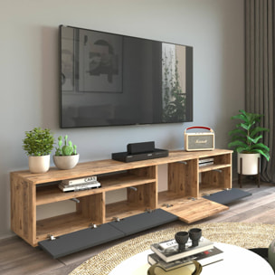 Mobile porta TV Dgiulian, Credenza da soggiorno, Armadio basso per TV, Base parete attrezzata, 180x45h45 cm, Quercia e Antracite