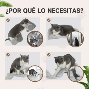 Juego de Estanterías para Gatos de 4 Piezas Rascador de Pared para Gatos con 2 Postes de Sisal Plataforma Doble con Escalera Suave y 1 Plataforma para Saltar Gris Claro