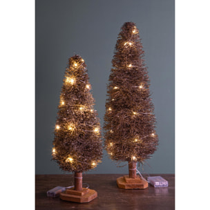 Albero artificiale innevate Slim con 24 Led - Pezzi 1 - Colore Champagne - 21x60Hx12cm - Bianchi Dino