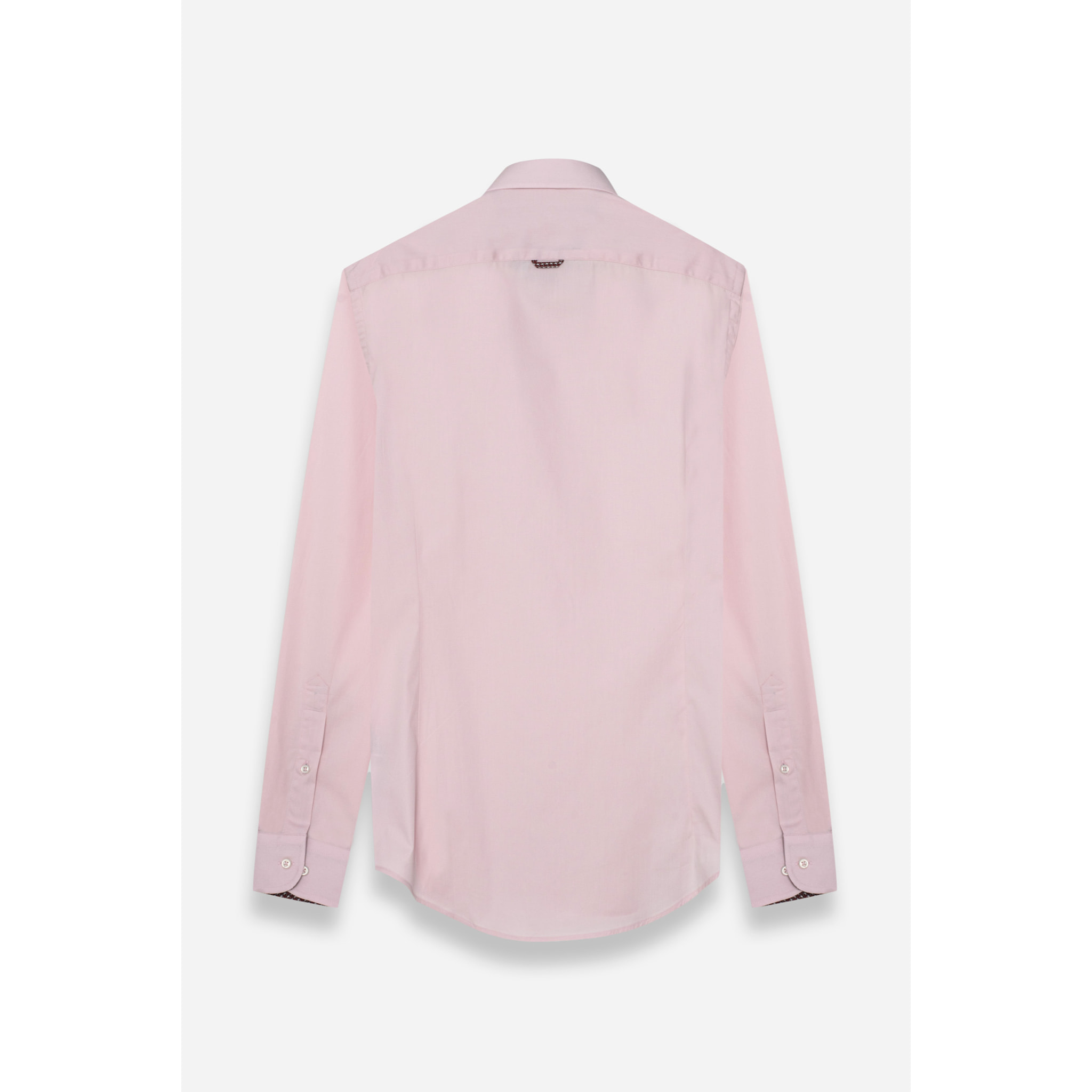 Camicia Uomo 1 Bottone Francese Slim Popeline Stretch Unito Rosa