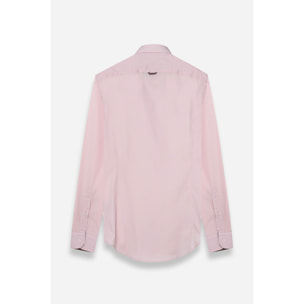 Camicia Uomo 1 Bottone Francese Slim Popeline Stretch Unito Rosa