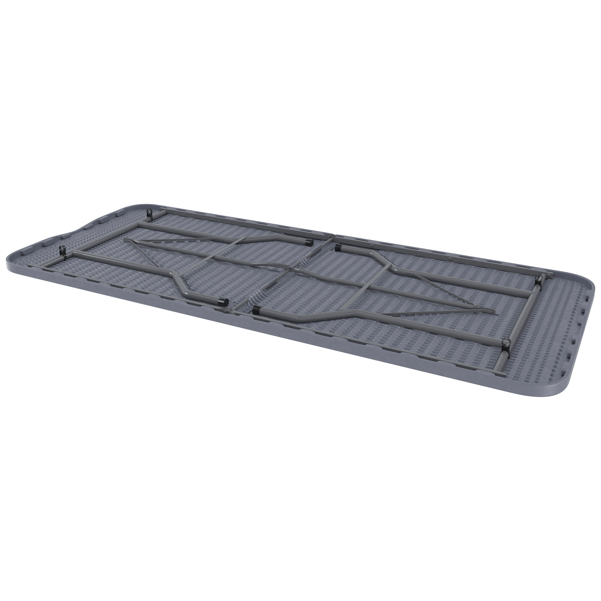 Tavolo Tavolino Pieghevole In Dura Resina Effetto Legno Set Birreria Facile Trasporto Con Maniglie Giardino Campeggio Terrazzo Fiere 180x74Cm Grigio