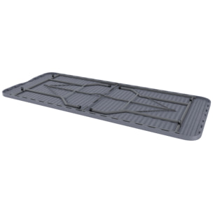 Tavolo Tavolino Pieghevole In Dura Resina Effetto Legno Set Birreria Facile Trasporto Con Maniglie Giardino Campeggio Terrazzo Fiere 180x74Cm Grigio