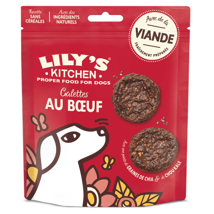 Lot de 8x70g - Lily's Kitchen Chien Burgers au boeuf 70g