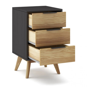 Mesita de noche Numa 3 cajones Gris Alpino - Oak