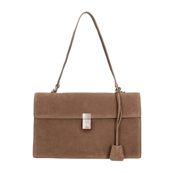 Borsa a spalla da donna Made in Italy - Lavinia Chic - Pelle Scamosciata - 34.5 x 21.0 x 10.0 cm