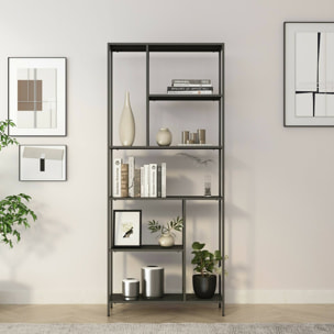 Libreria Cenadi, Scaffale da ufficio, Mobile portalibri, Biblioteca, 80x30 h188 cm, Ardesia