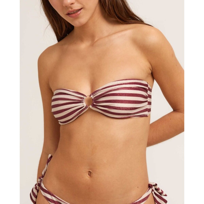Top de bikini bandeau de rayas con aro