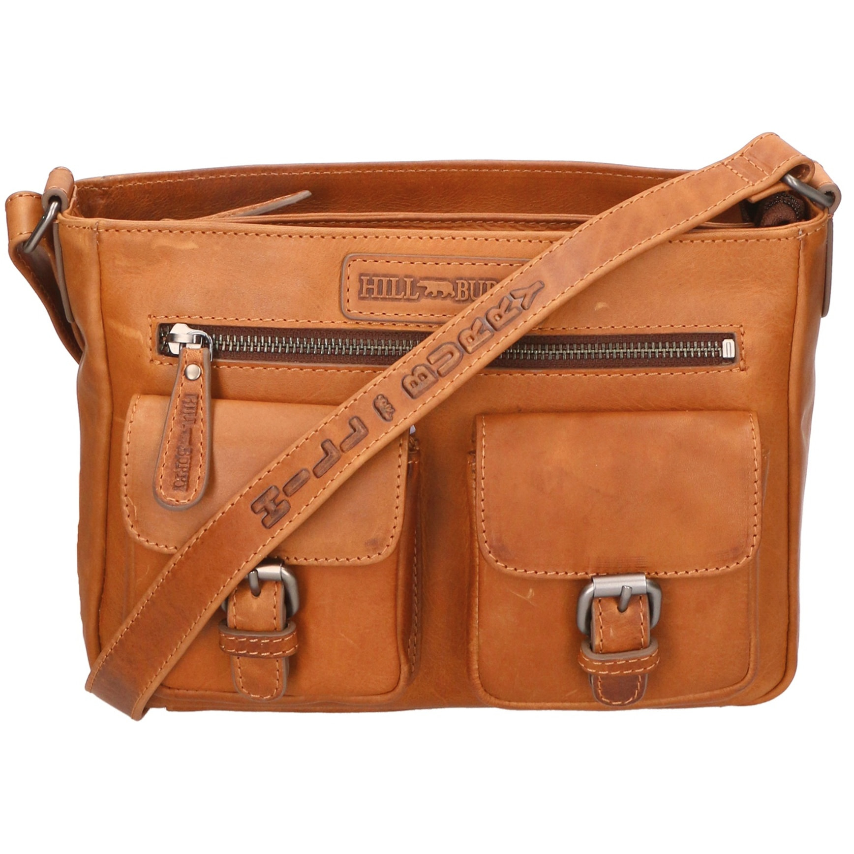 Borsa a tracolla a doppio scomparto unisex. Prodotto artigianale in vera pelle di vitello ingrassato. - 27.0 x 19.0 x 10.0 cm
