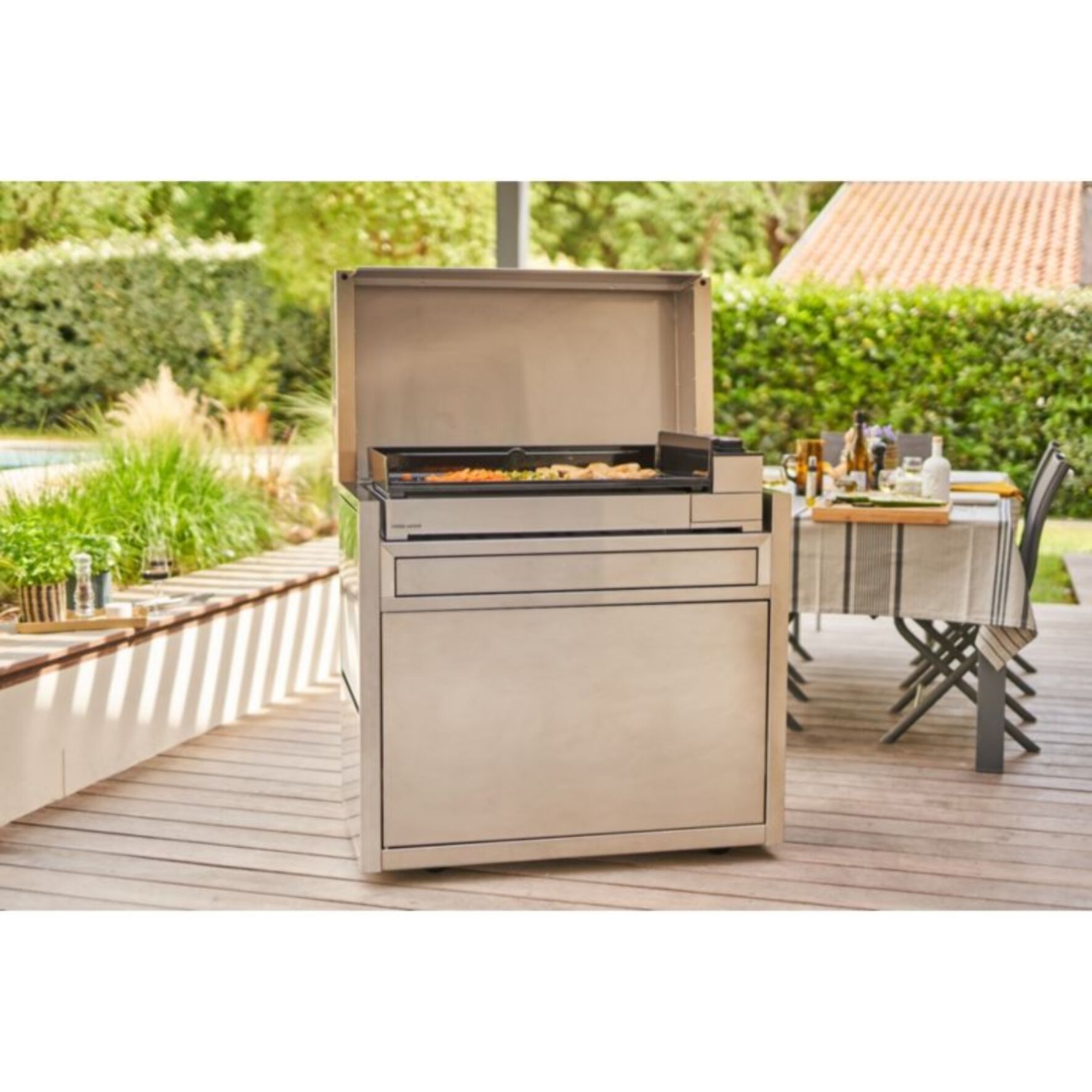 Plancha gaz FORGE ADOUR Premium 75 Inox 3 brûleurs à poser 75.5x41 cm