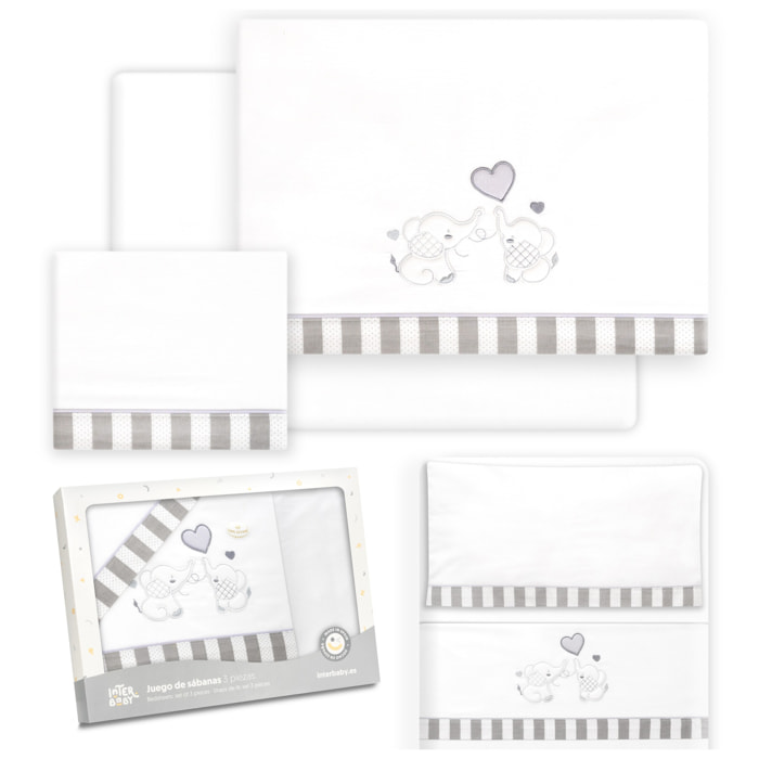 Triptico Minicuna Parejita Elefante Bco/Gris