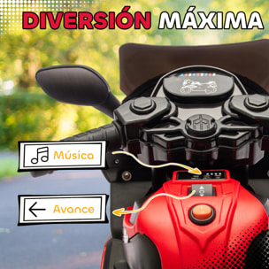 Moto Eléctrica para Niños 6V, Moto Eléctrica Infantil con Ruedas de Apoyo, Música, Faro, para Niños de 18-36 Mesas, Rojo