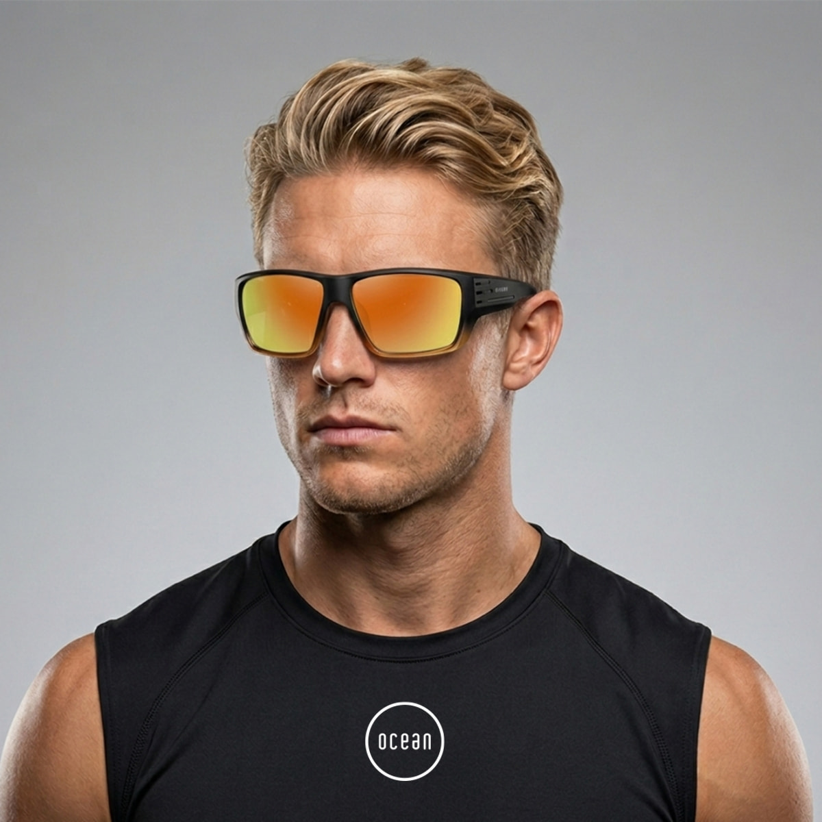 Gafas de sol OCEAN SKATE - Negro mate con montura marrón translúcida y / Polarizada revo amarillas