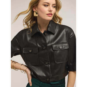 Motivi - Giubbotto cropped con maniche corte - Nero