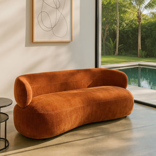 Canapé en velours texturé terracotta 2 places GLOVE