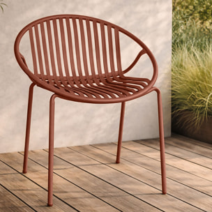 Ensemble table en bois d'acacia et 8 fauteuils de jardin brique CALYPSO