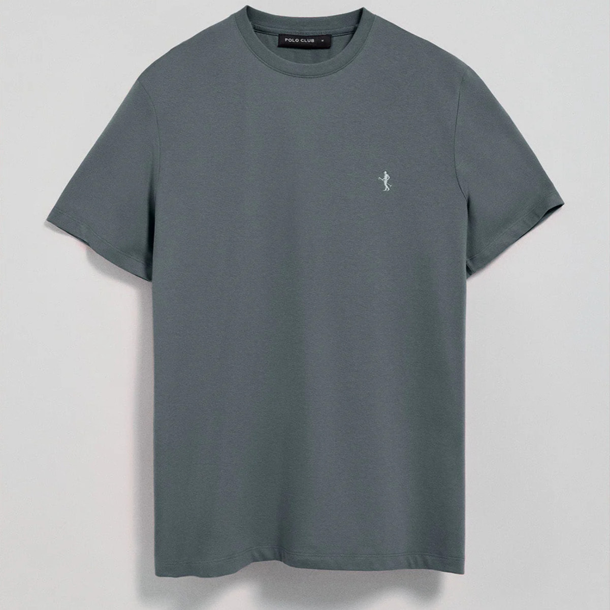 Camiseta gris piedra básica de cuello redondo y bordado Rigby Best