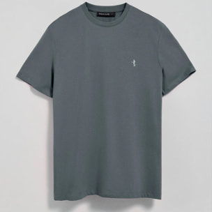 Camiseta gris piedra básica de cuello redondo y bordado Rigby Best