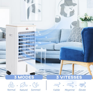 Refroidisseur d'air oscillant ventilateur humidificateur 3 en 1 - timer, télécommande, affichage LED - blanc