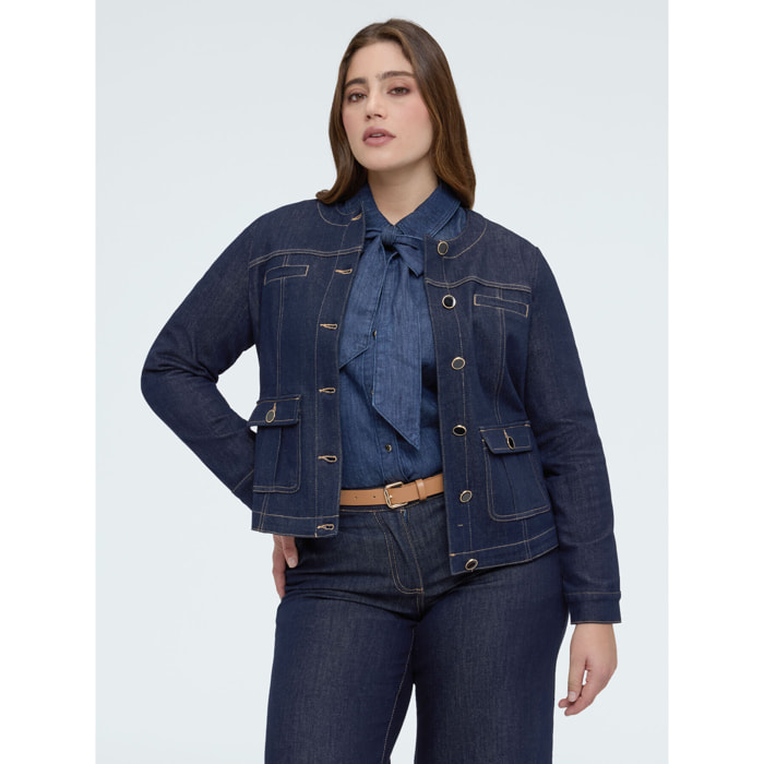 Fiorella Rubino - Chaqueta bon ton en denim - Azul