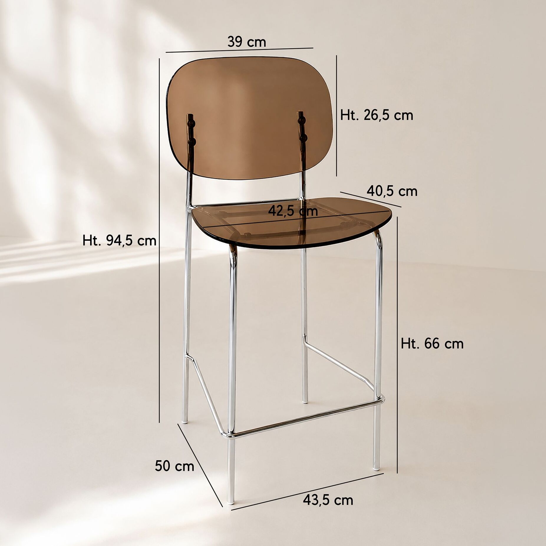 Lot de 2 chaises de bar en résine acrylique et métal écorce GLAM