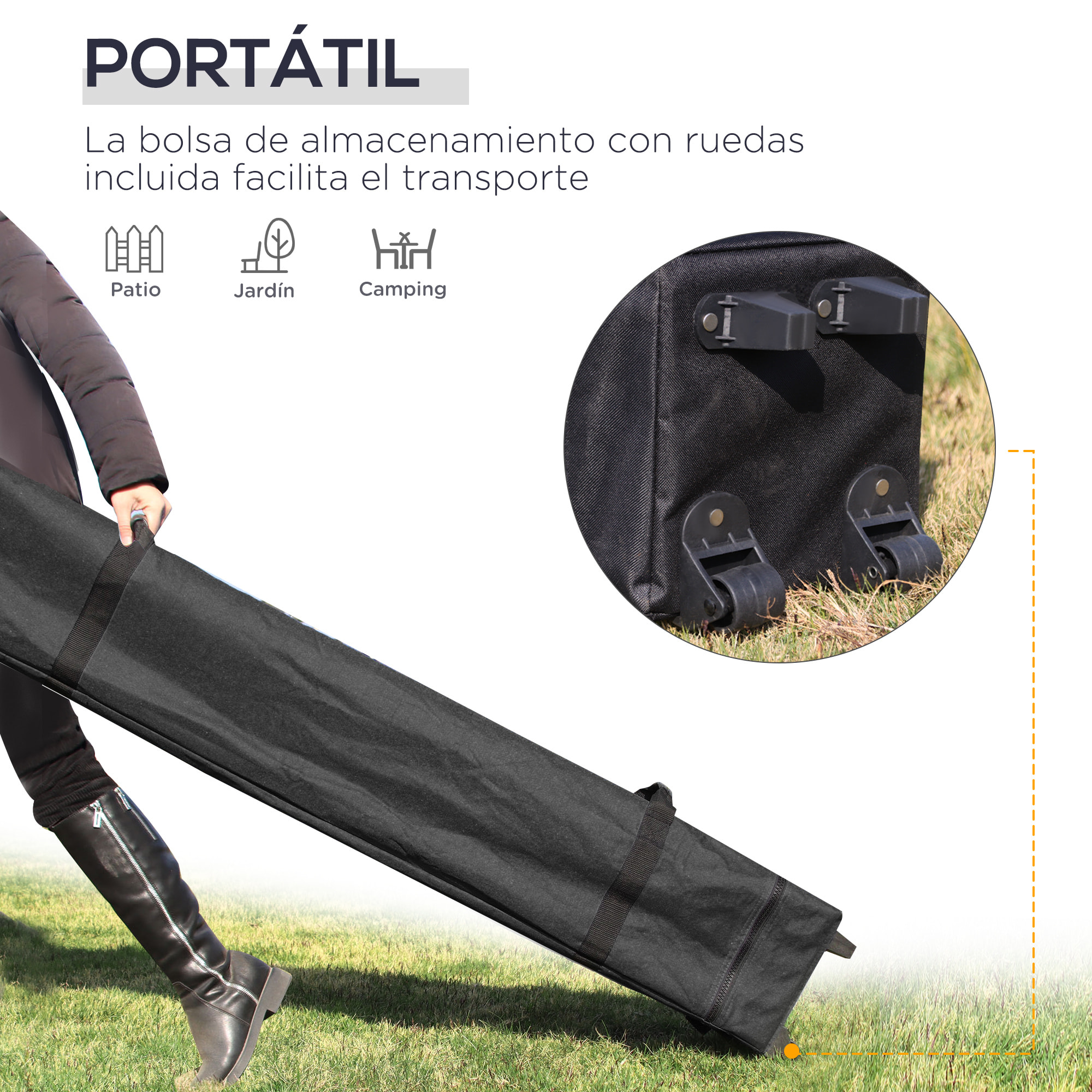 Carpa Plegable 3x3 m Altura Ajustable Cenador de Jardín con Lateral Desmontable Techo de Ventilación 4 Sacos de Arena y Bolsa de Transporte para Camping Fiestas Blanco