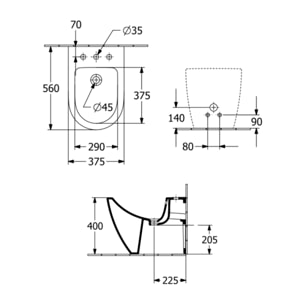 Bidet sur pied VILLEROY & BOCH Subway 2.0