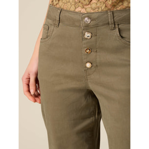 Oltre - Pantaloni boyslim misto lyocell - Verde militare
