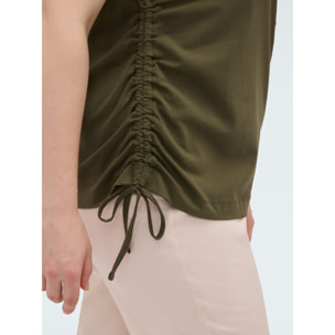 Fiorella Rubino - T-shirt in jersey con stampa e ricamo - Verde militare