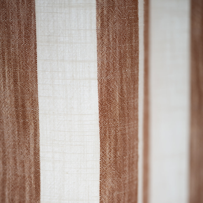 Rideau 100% coton larges rayures LOURMARIN - Terracotta