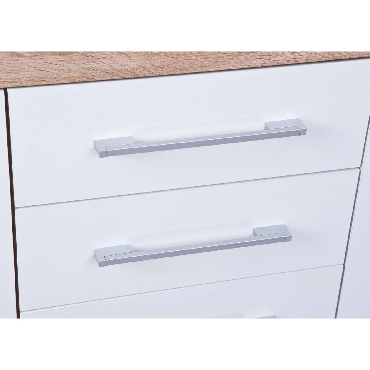 Buffet 2 ante 4 cassetti in laminato finitura rovere e bianco laccato