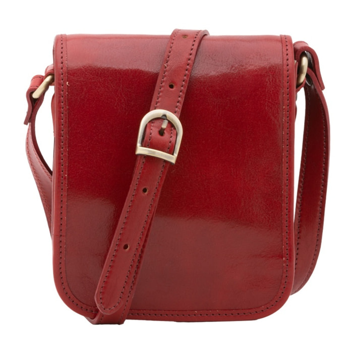 Borsa a tracolla da uomo in vera pelle - Modello False - Made in Italy - 20.0 x 16.5 x 10.0 cm