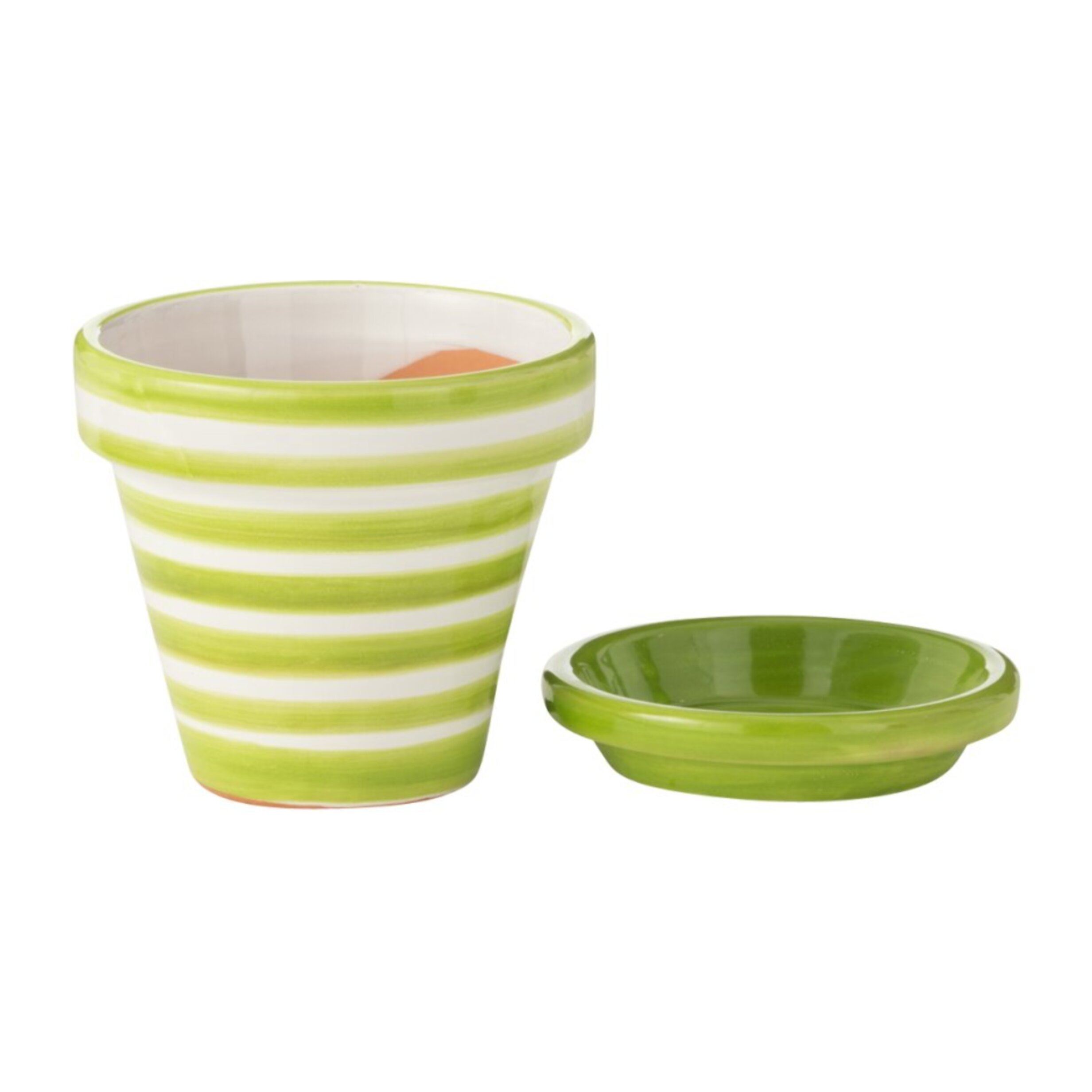 J-Line cache-pot Granada Stripes Handmade + Painted - céramique - vert - extra small - Ø 17 cm