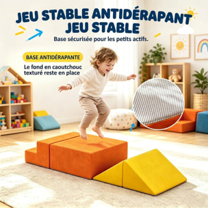 Parcours motricité 5 pièces variées tissu velours multicolore