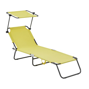 Bain de soleil pliable "Lazy" - Avec pare soleil - Jaune