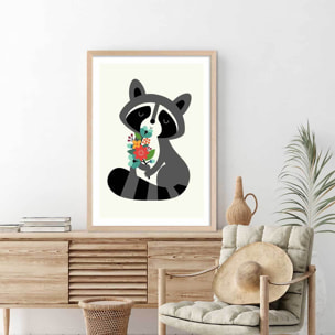 Affiche  orsetto lavatore Affiche + cadre en bois - Chêne