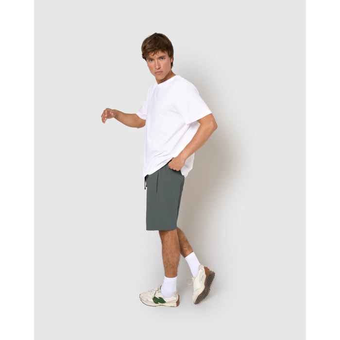 Pantalón corto básico deportivo liso verde azulado
