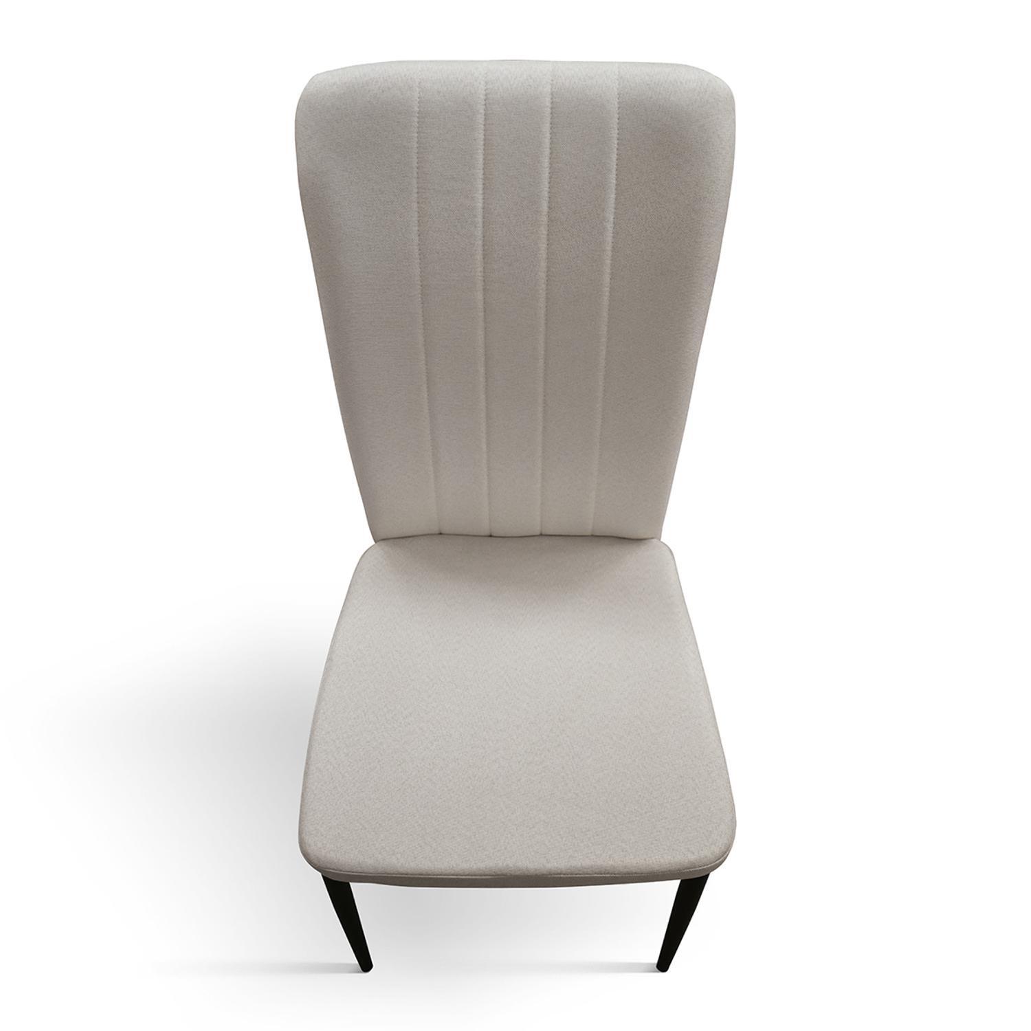 Set di 6 sedie AMSTERDAM in tessuto beige e gambe in metallo nero