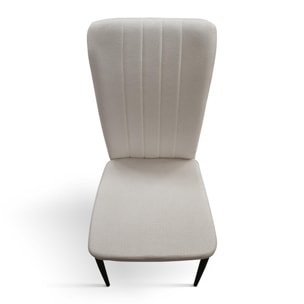 Set di 6 sedie AMSTERDAM in tessuto beige e gambe in metallo nero