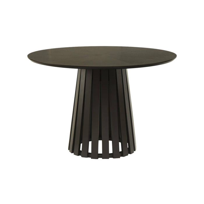 Table à manger ronde bois d'hévéa placage chêne 4 places ANGÈLE