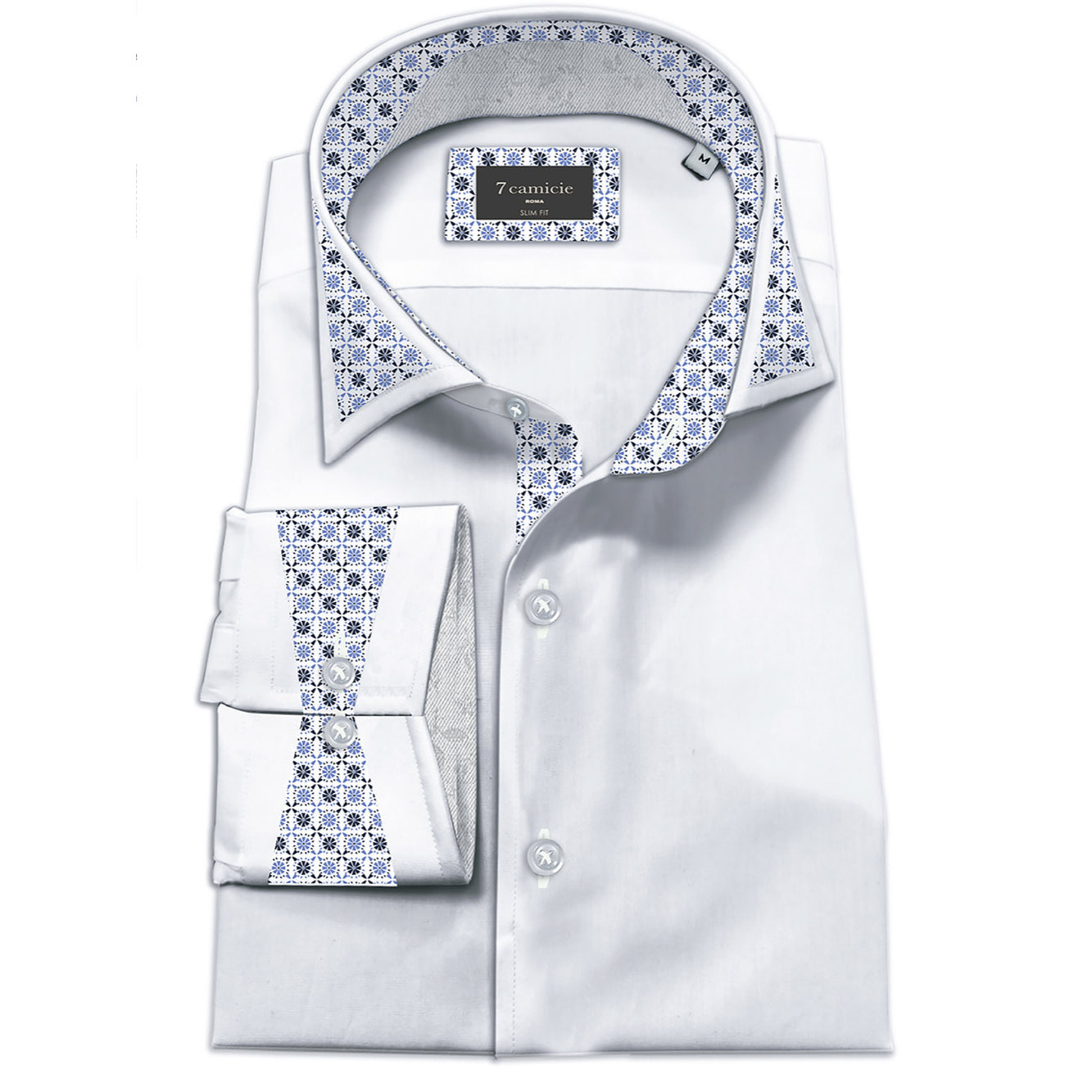 Camicia Uomo Italiano Slim Satin Unito Bianco