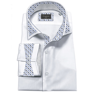 Camicia Uomo Italiano Slim Satin Unito Bianco