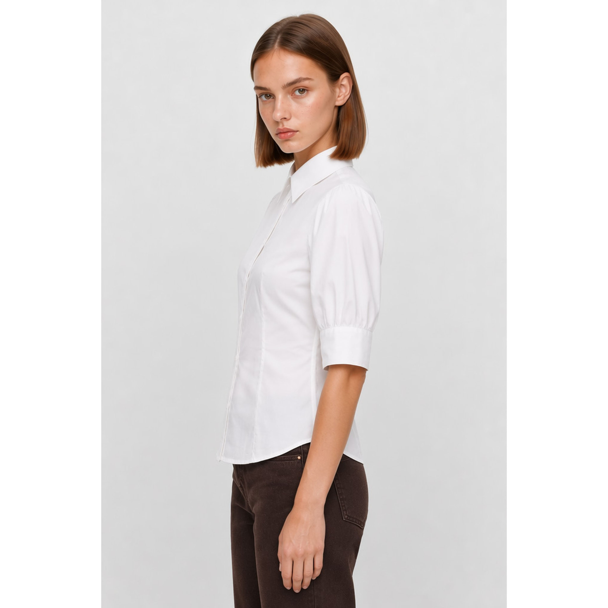 Kocca - Camicia da donna in cotone con maniche corte a sbuffo Donna