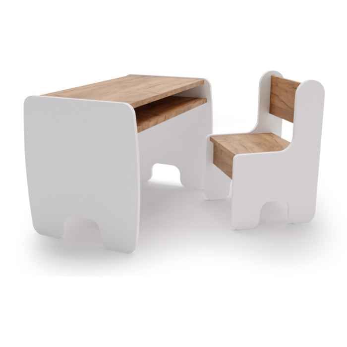Set Tavolino e Sediolina per Bambini Timi Bianco e Quercia