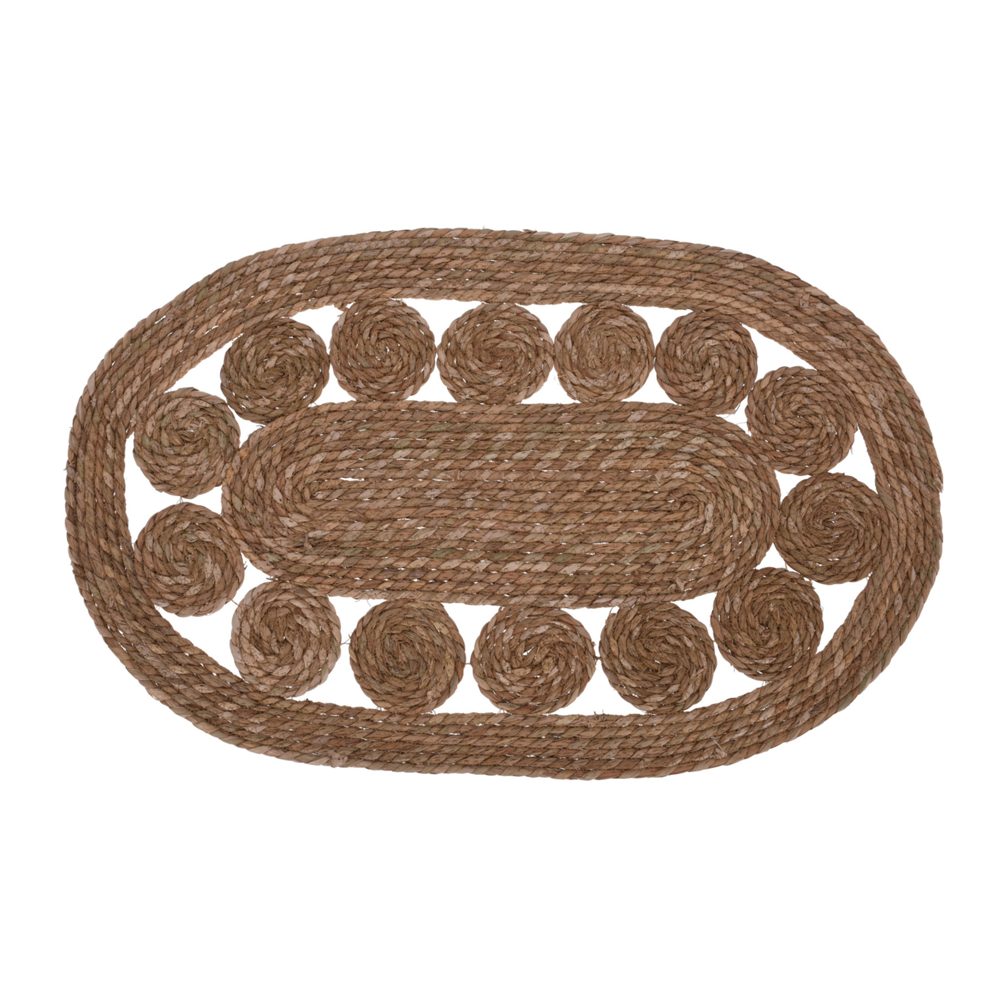 Alfombra ovalada de hoja de totora 80x50cm