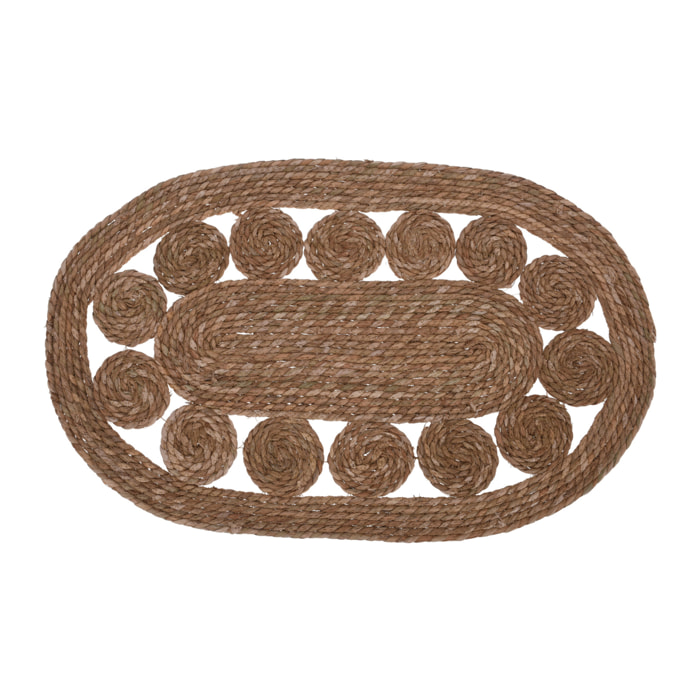 Alfombra ovalada de hoja de totora 80x50cm
