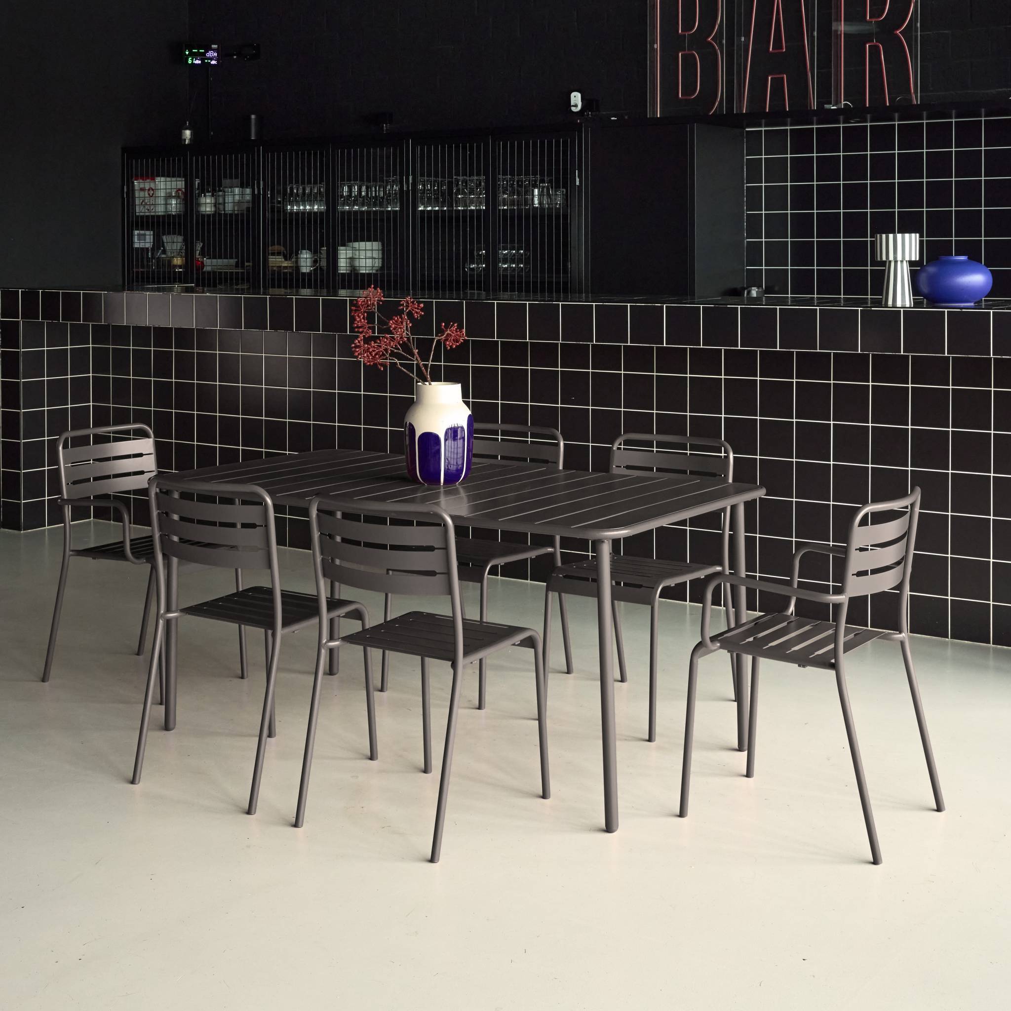 Table de jardin métal + 6 assises AMÉLIA