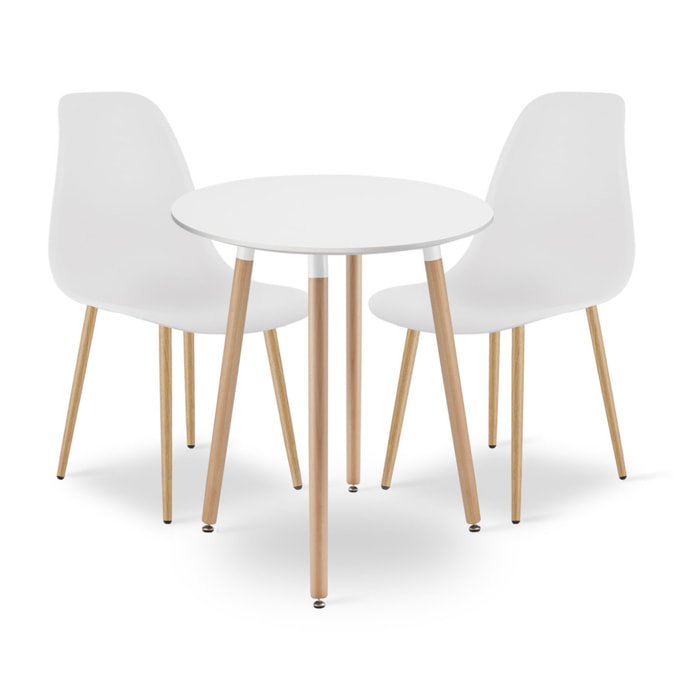 Set da pranzo scandinavo Kami con tavolo rotondo e 2 sedie Wat
