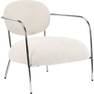 Fauteuil en velours côtelé et piètement chromé - LEON
