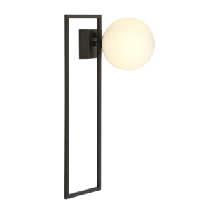 Lampada a parete IMAGO in acciaio nero opaco e vetro opale